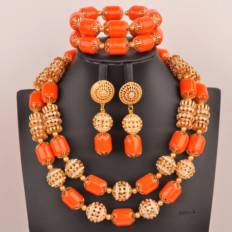 New Artificial Coral Bead Necklace Sets