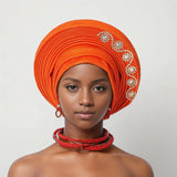 Women Aso Oke Fabric Muslim Headwear