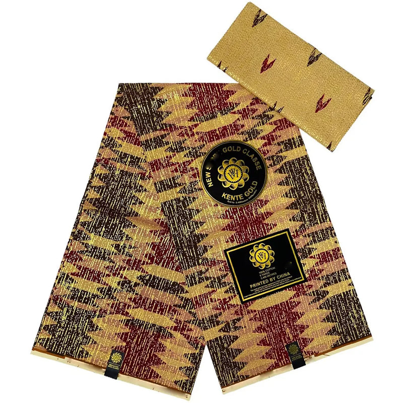 Newest Kente Golden African Wax Fabric