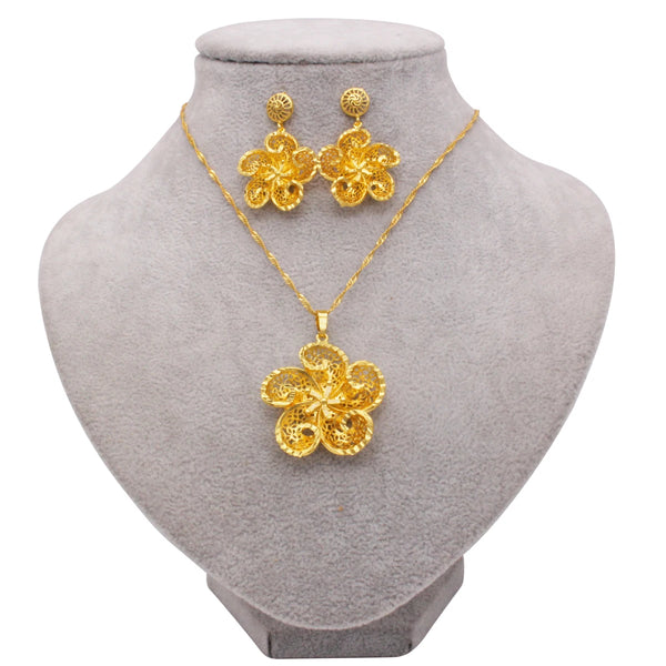 New Dubai Gold plated African copper flowers jewerly set