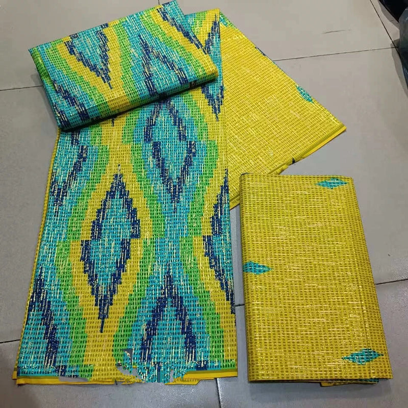 Ankara African kente gold  Real Wax Fabric