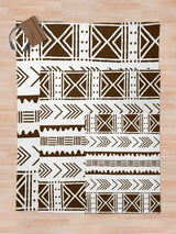 African White Mud Design Throw Blanket