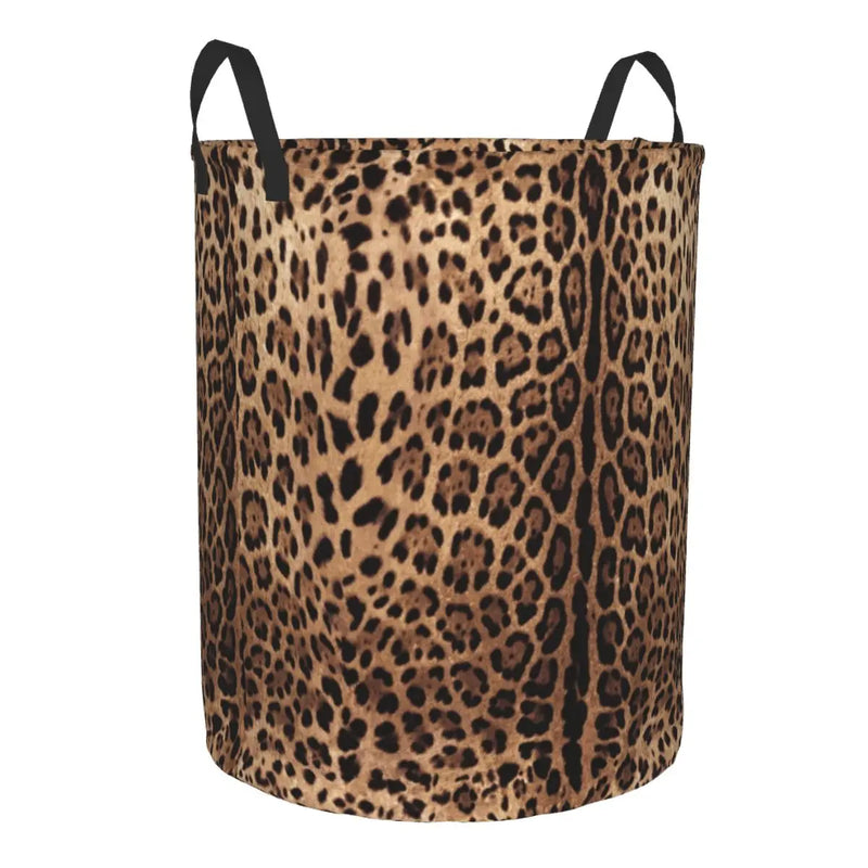 New Custom Leopard Print Laundry Basket