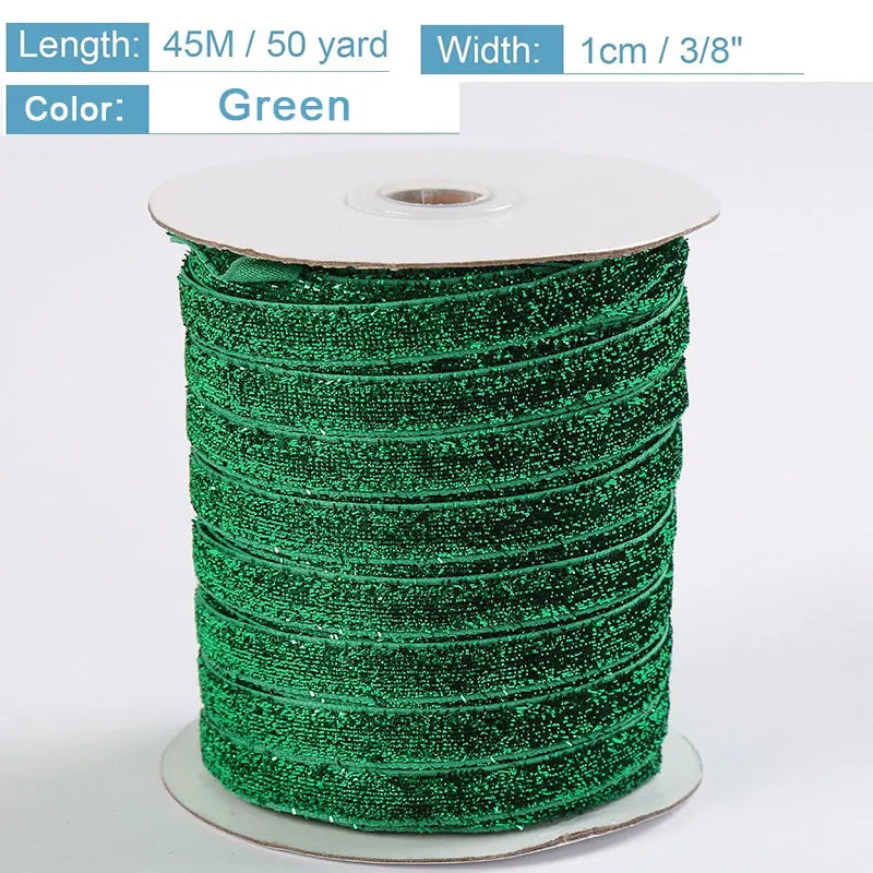 50Yards Metallic Glitter Velvet Ribbon