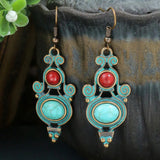 Women Bohemian Unique Leaf Tassel Round Water Drop Earring