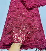 Delicate Guipure Embroidered Lace Voile Fabric