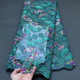 African Nigerian Sequins Cotton Embroidery organza Lace Fabric