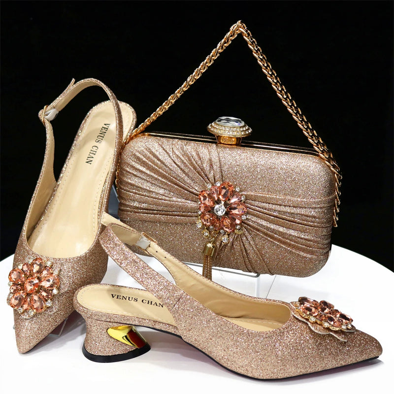 Women's Wedding and Party Luxury Ladies Shoes and Bag