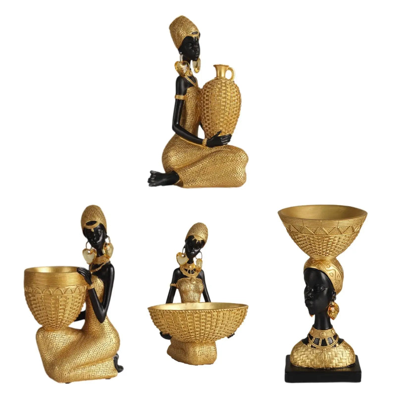 New African Tribal Lady Statue Decor