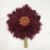 One-Side African Turkey Feather Hand Fan