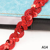 5Meter S Shape Gold Red Sequin Lace