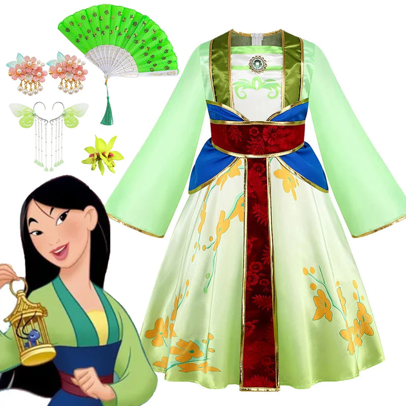 Kids Mulan Cosplay Princess Dress