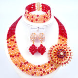 New Crystal Beaded Nigerian Wedding African Beads Jewelry Set