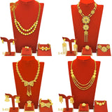 Africa Dubai Flowers Long Gold Plated Jewelry Sets