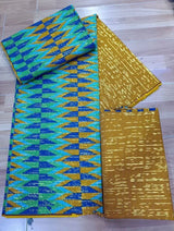 Ankara African Kente Gold Real Wax Fabric