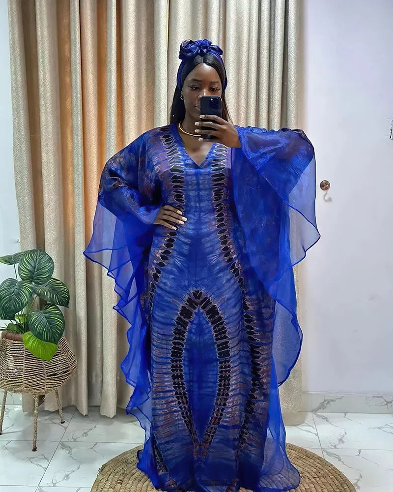 Summer Kaftan African V-neck Polyester Plus Size Long Maxi Dress