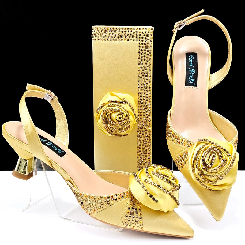 High Quality African Style Ladies Shoes And Bags Set