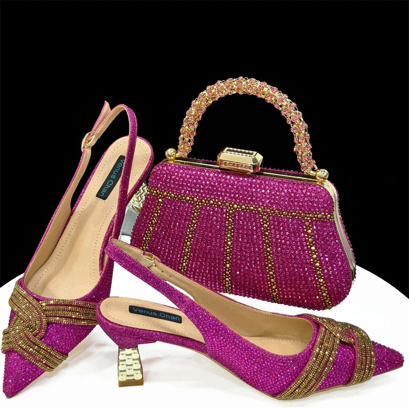 Italian Design Fashion Style Ladies Shoes with Matching Bag Set