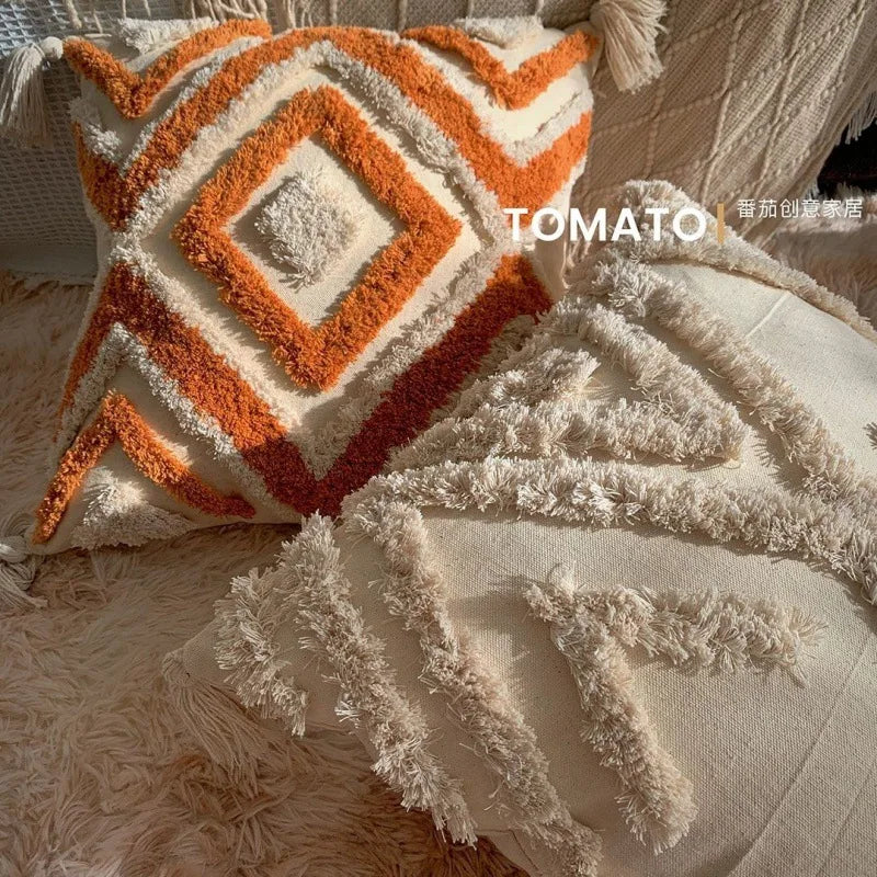 Bohemian Pillow Cushion Cover Geometry Embroidered Tassel Embroiderylong Pillowcase Living Room Sofa Home Decor Customized