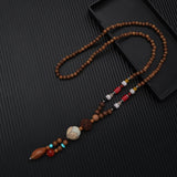 New Style Feather Elephant Wood Beaded Stone Necklace