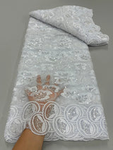 High Quality Lace Embroidery Beaded Mesh Fabric