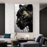 Golden Texture Canvas Painting Black and Gold Animal Posters