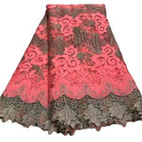 Pink  High Quality African Nigerian Tulle Lace Fabric