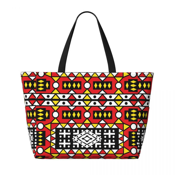 Women Large Capacity African Wax Design Gym Beach Travel Bags