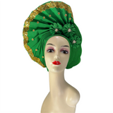 New High Quality 3D Nigerian Wedding Women Auto Gele Turban