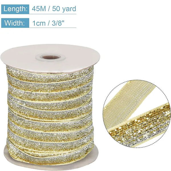 50Yards Metallic Glitter Velvet Ribbon