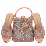 New Latest Peach Color Matching Italian Shoe and Bag Set