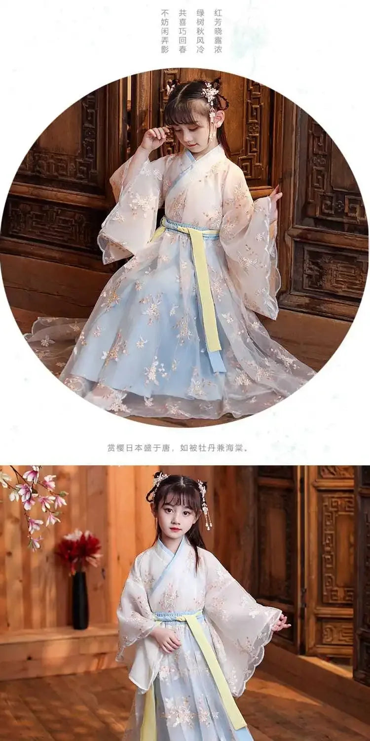 Children Kimono China Traditional Vintage Ethnic Antique Dress