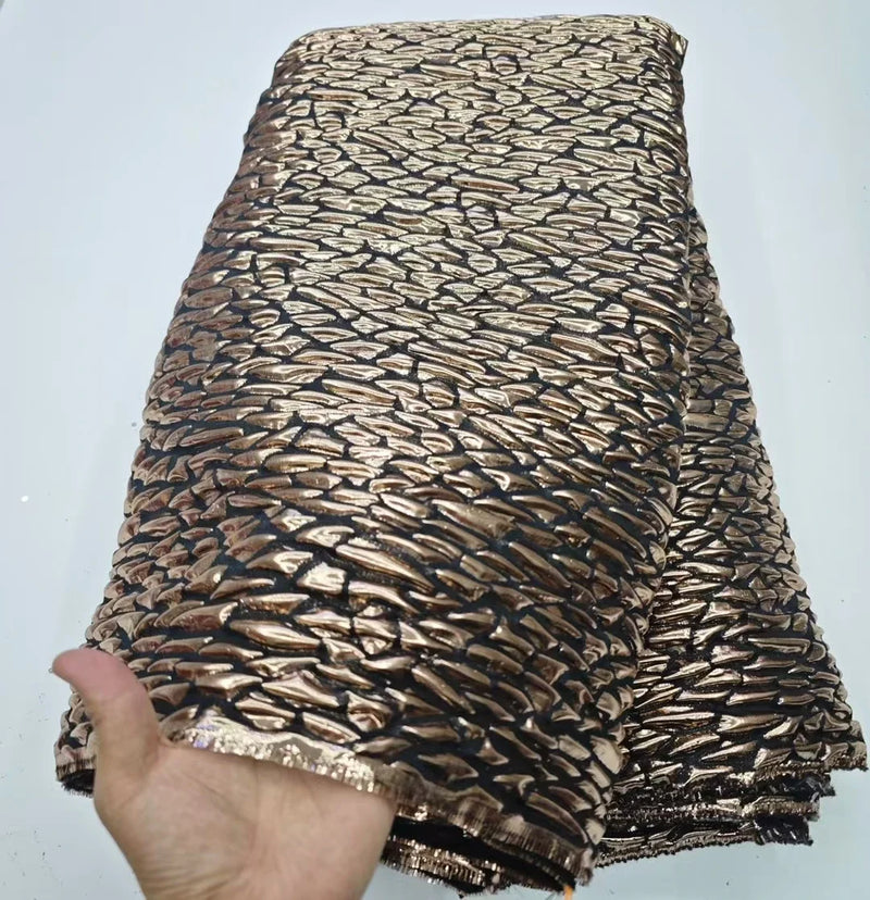 Nigerian Damask Tulle Mesh Gilding Lace Fabric  Bazin Riche