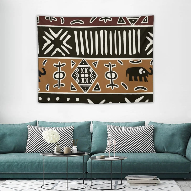 African mud elephants Tapestry Home Decoration