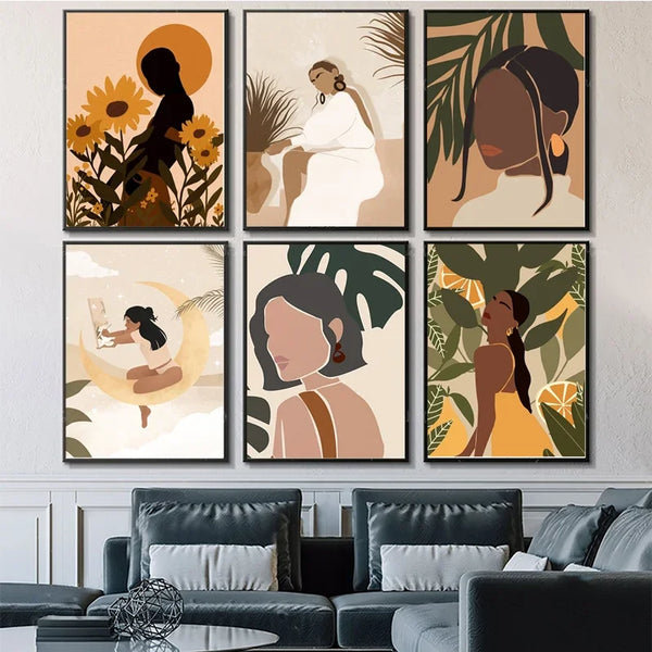 Abstract african woman flower Anime Posters