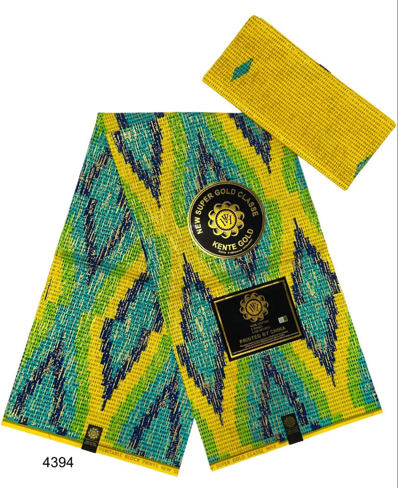 Ankara African kente gold Real Wax Fabric