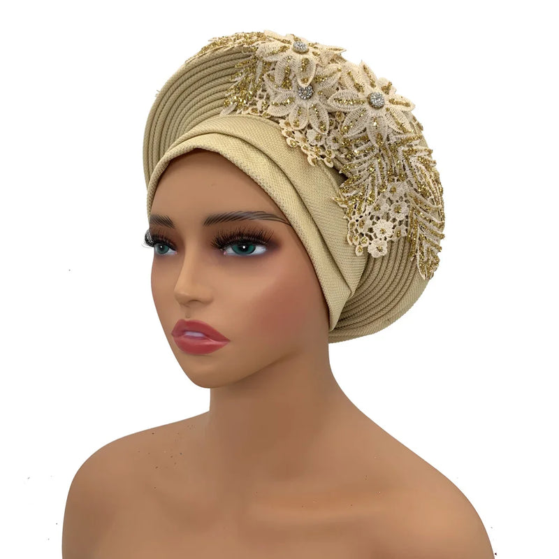 New Elegant African Autogele Women's Turban Cap