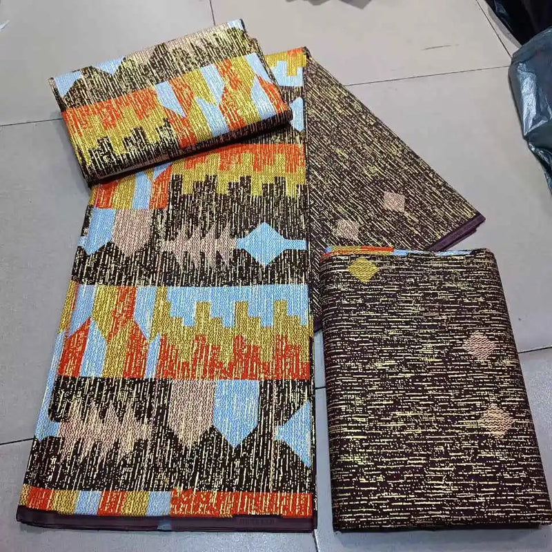 Ankara African Kente Gold Real Wax Fabric