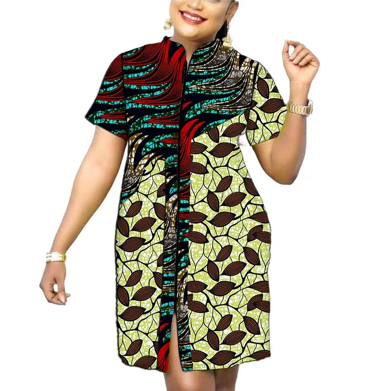 African Fashion Stand Collar Dress