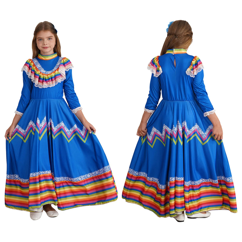 Kids Mexican Style Costume Traditional Jalisco Dresses