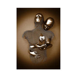 3D Effect Love Kissing Hugging Metal Statue Posters