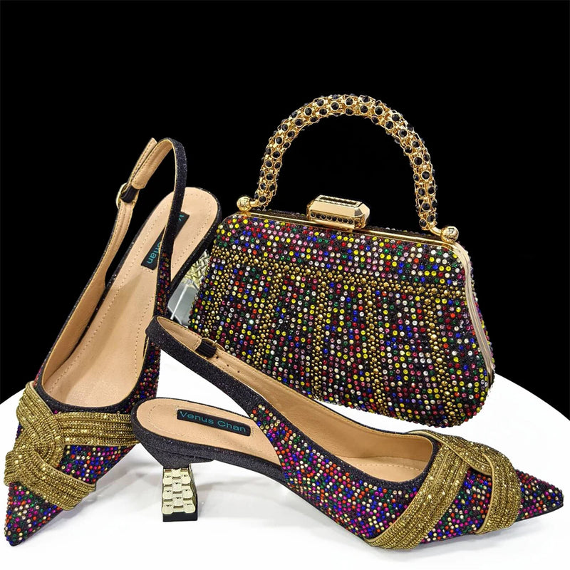 Italian Design Texture Purple Shoes And Bags