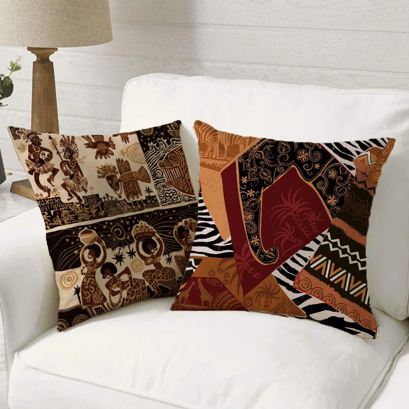 1Pc/4Pc African Style Animal Print Throw Pillowcase African Women Indigenous Female Dancer Pillowcase Home Sofa Cushion Cover