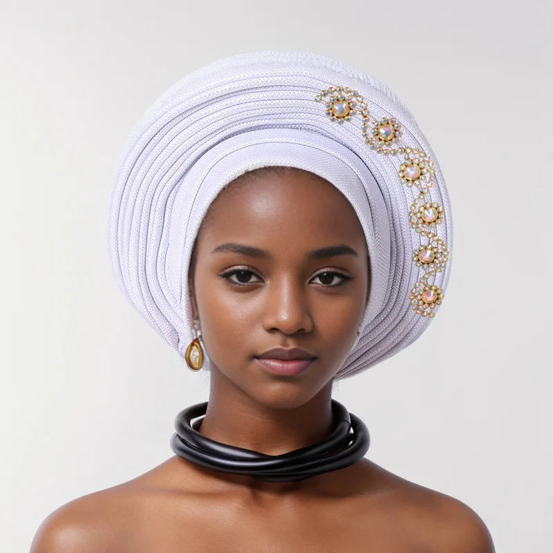 Women Aso Oke Fabric Muslim Headwear