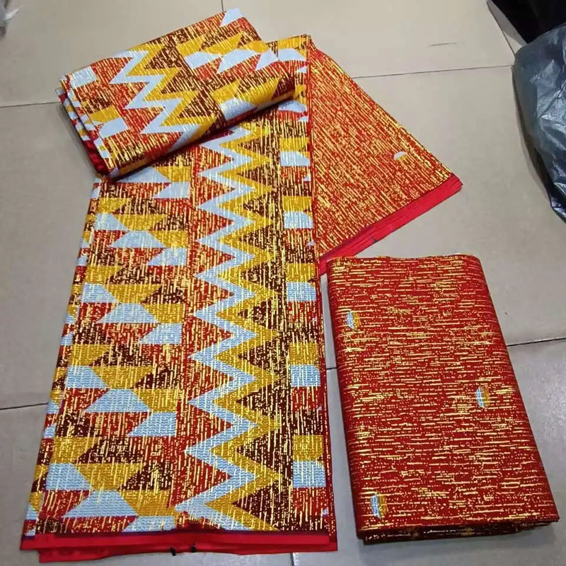 Ankara African Kente Gold Real Wax Fabric