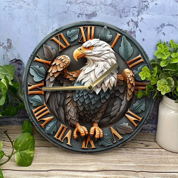 New Bald Eagle Silent Aluminum Wall Clock Decor