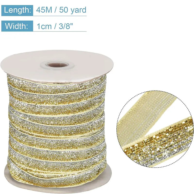 50Yards Metallic Glitter Velvet Ribbon