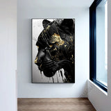 Golden Texture Canvas Painting Black and Gold Animal Posters