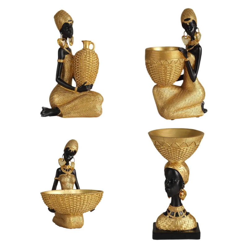 New African Tribal Lady Statue Decor