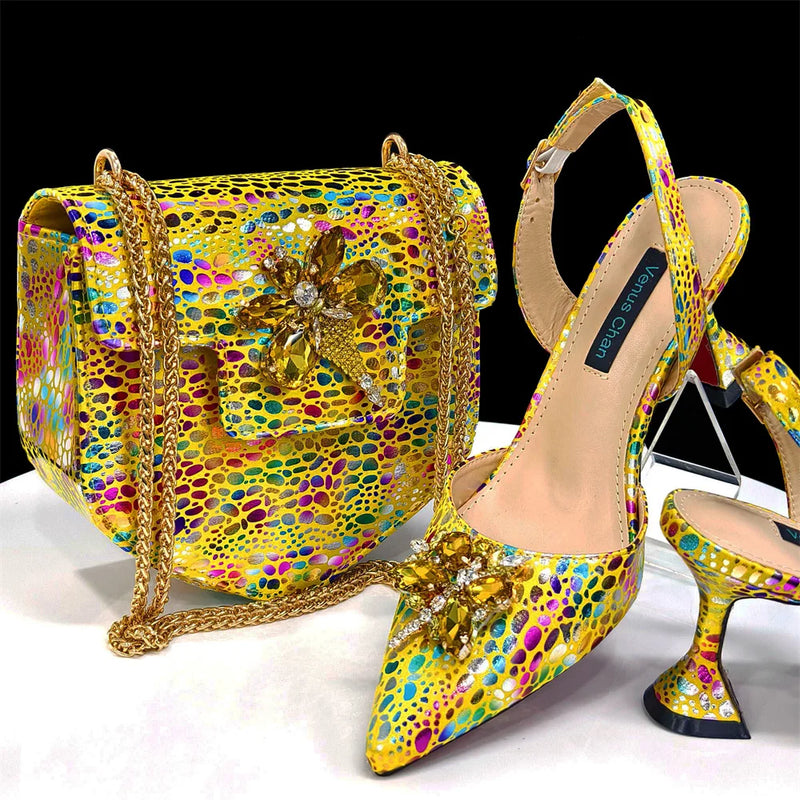 New Arrival African Wedding Shoes and Bag Set